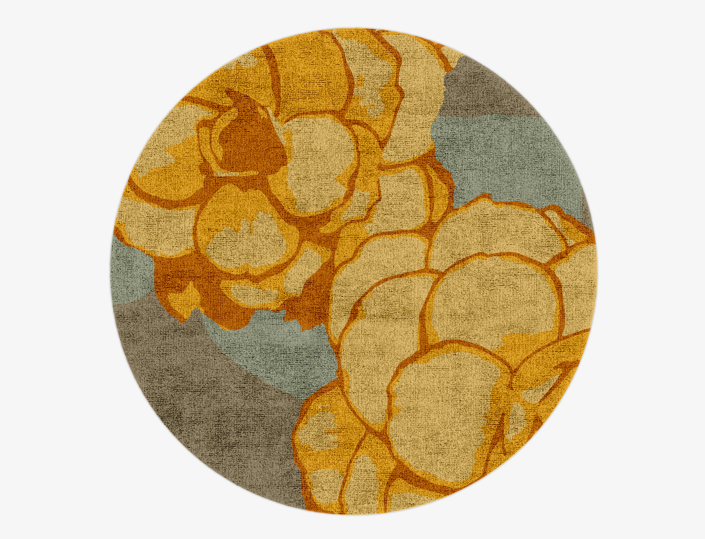Krysanthe Floral Round Hand Knotted Bamboo Silk Custom Rug by Rug Artisan