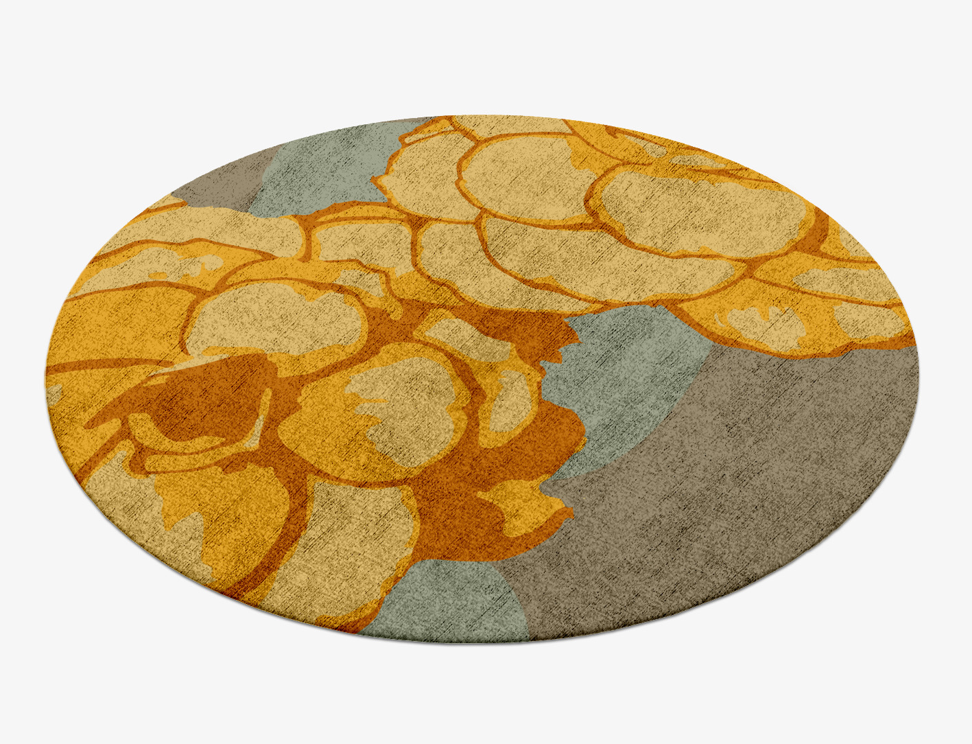 Krysanthe Floral Round Hand Knotted Bamboo Silk Custom Rug by Rug Artisan