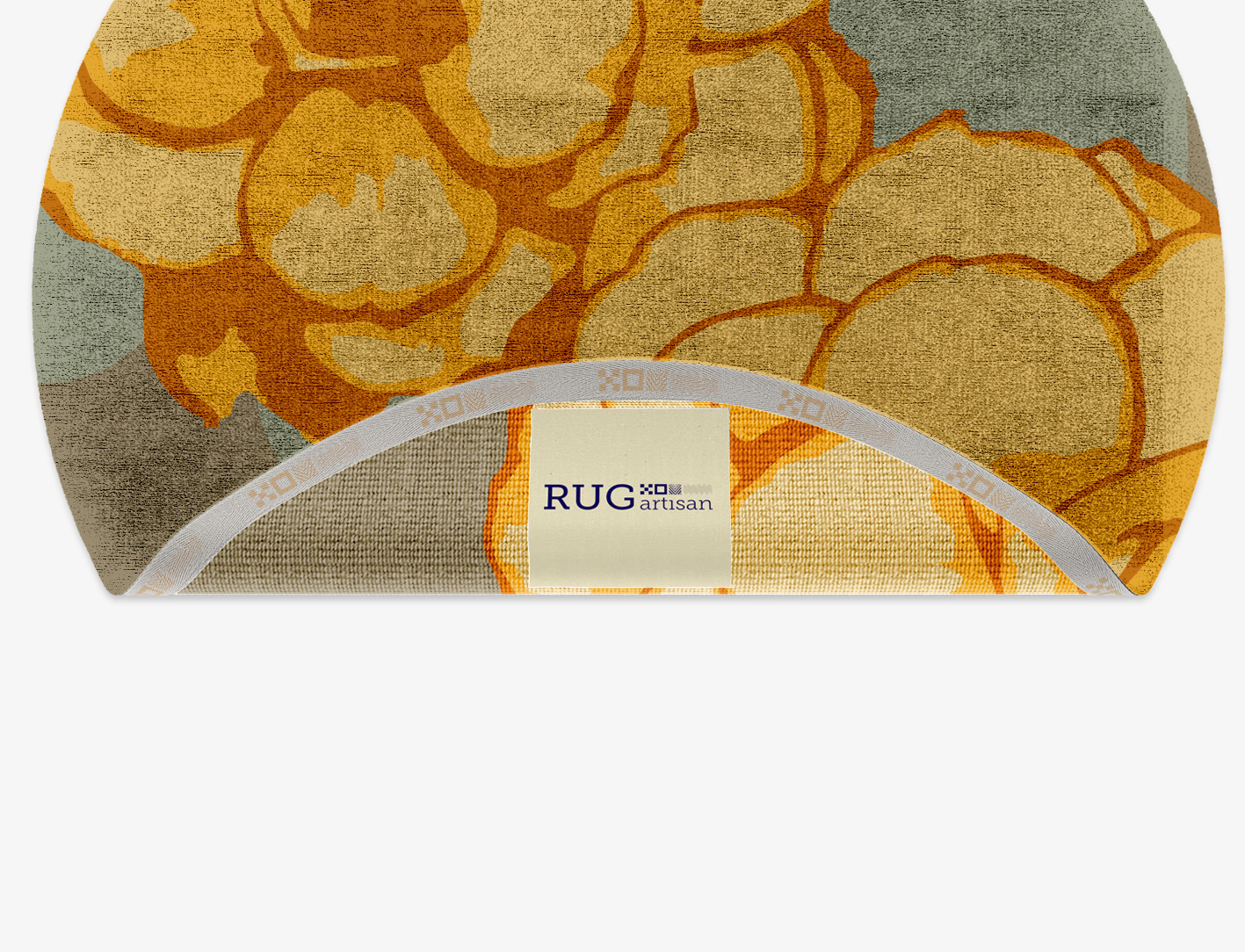 Krysanthe Floral Round Hand Knotted Bamboo Silk Custom Rug by Rug Artisan