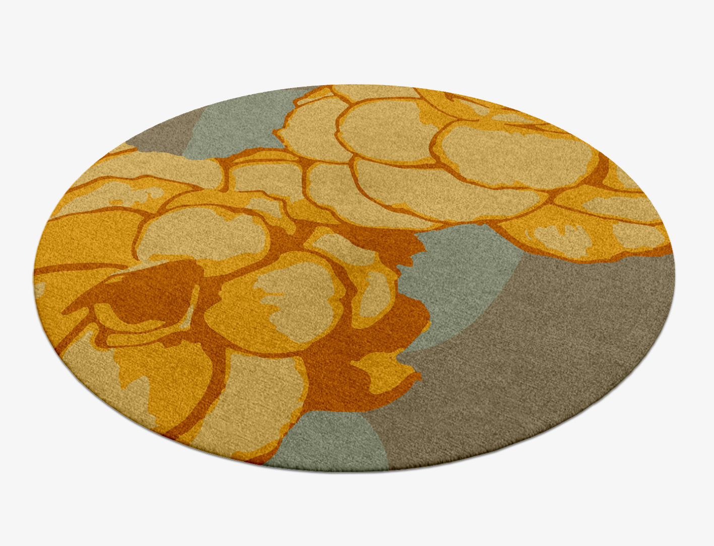Krysanthe Floral Round Hand Knotted Tibetan Wool Custom Rug by Rug Artisan