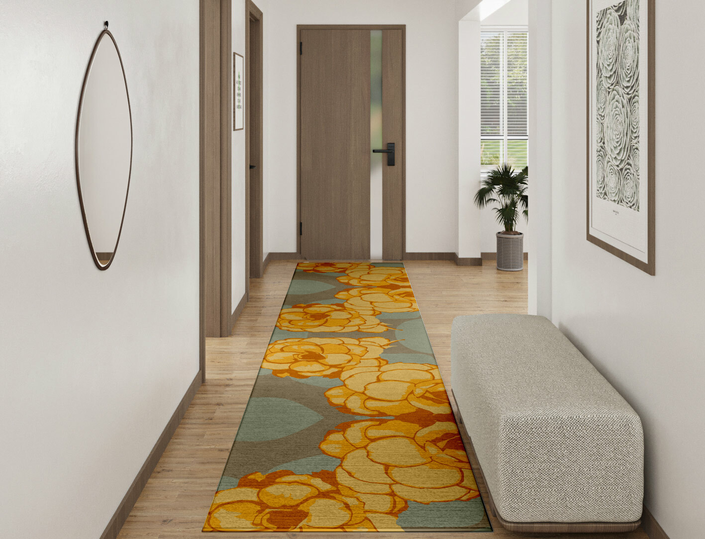 Krysanthe Floral Runner Hand Knotted Tibetan Wool Custom Rug by Rug Artisan