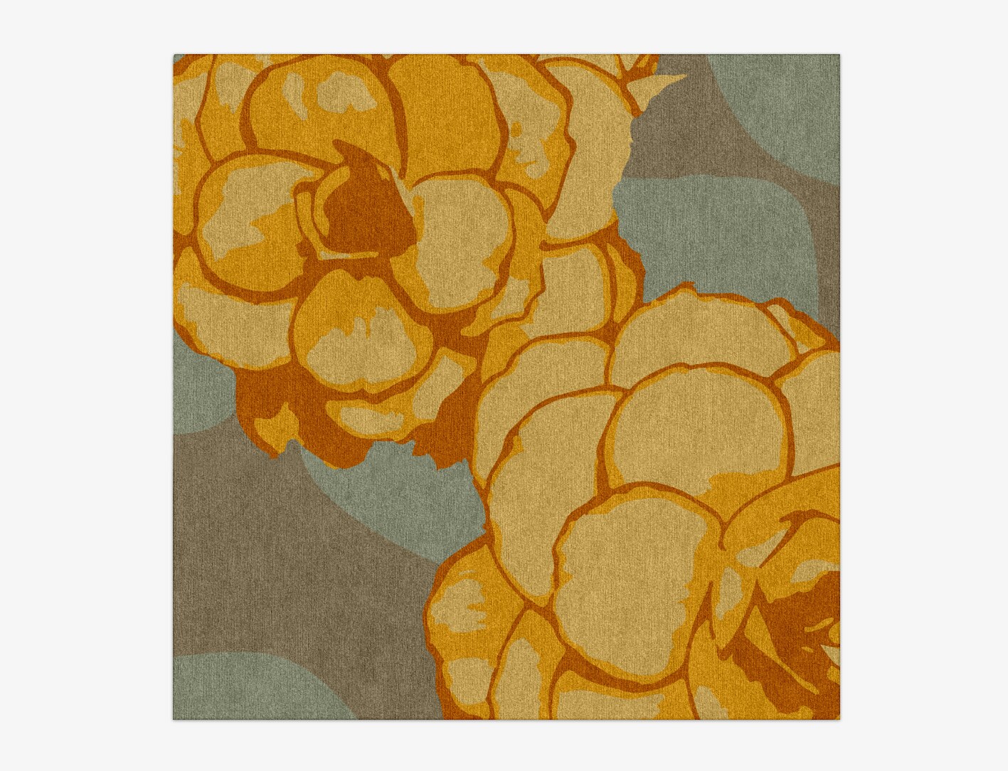 Krysanthe Floral Square Hand Knotted Tibetan Wool Custom Rug by Rug Artisan