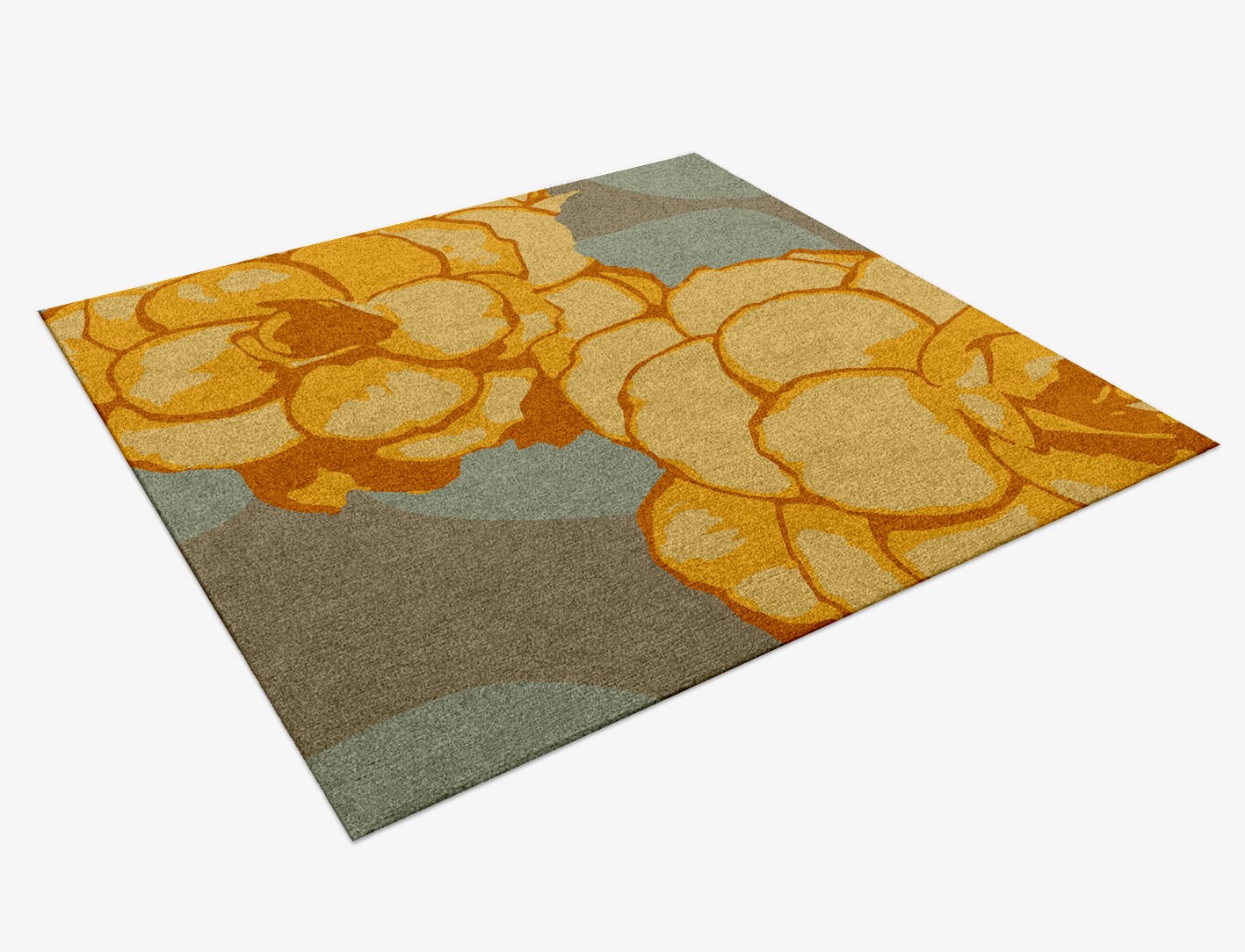 Krysanthe Floral Square Hand Knotted Tibetan Wool Custom Rug by Rug Artisan
