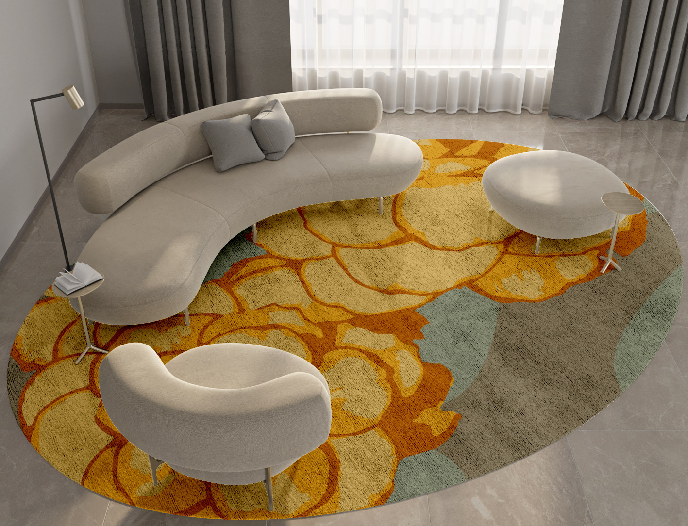 Krysanthe Floral Oval Hand Tufted Bamboo Silk Custom Rug by Rug Artisan