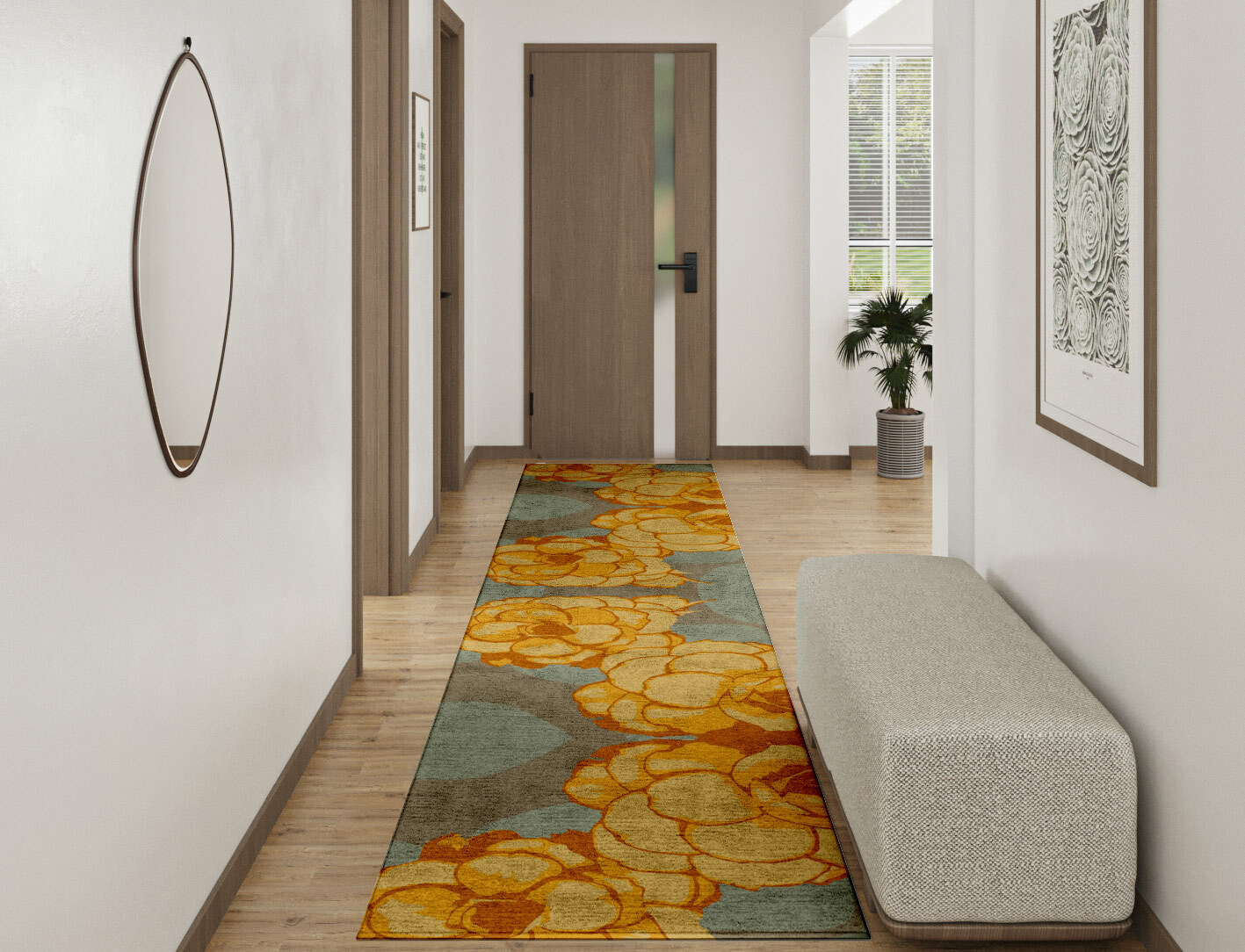 Krysanthe Floral Runner Hand Tufted Bamboo Silk Custom Rug by Rug Artisan