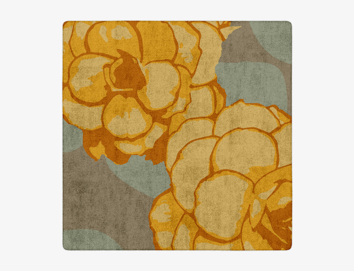 Krysanthe Floral Square Hand Tufted Bamboo Silk Custom Rug by Rug Artisan