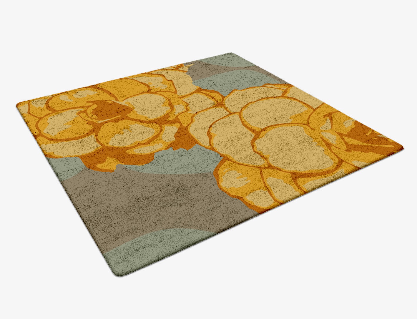 Krysanthe Floral Square Hand Tufted Bamboo Silk Custom Rug by Rug Artisan