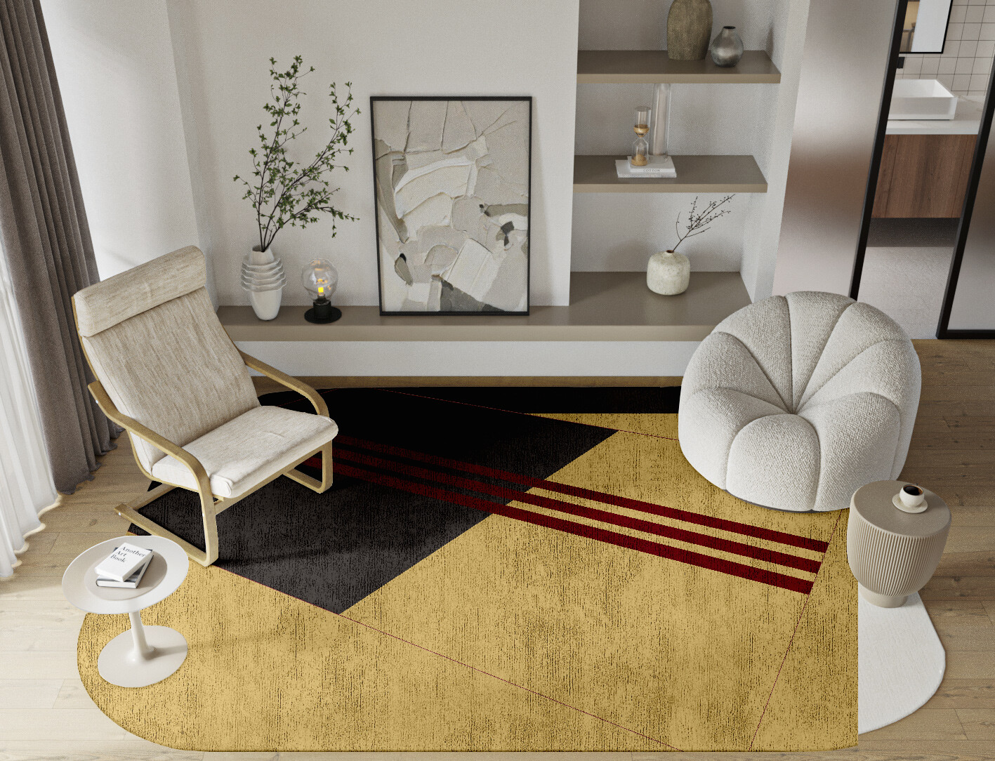 Kvell Geometric Oblong Hand Tufted Bamboo Silk Custom Rug by Rug Artisan