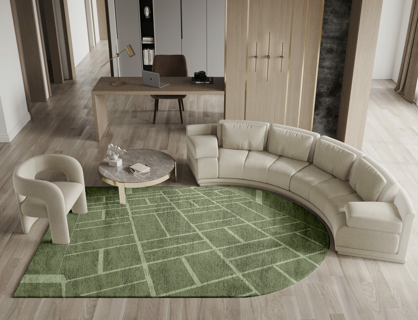 Kyle Geometric Arch Hand Knotted Bamboo Silk Custom Rug by Rug Artisan