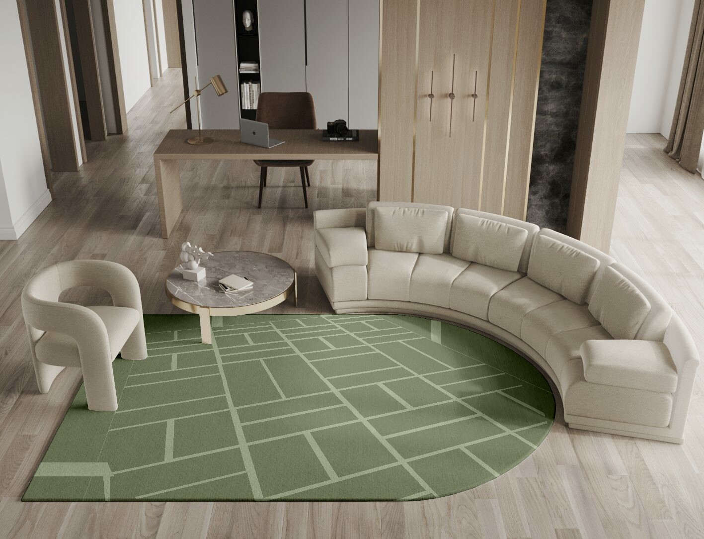 Kyle Geometric Arch Hand Knotted Tibetan Wool Custom Rug by Rug Artisan