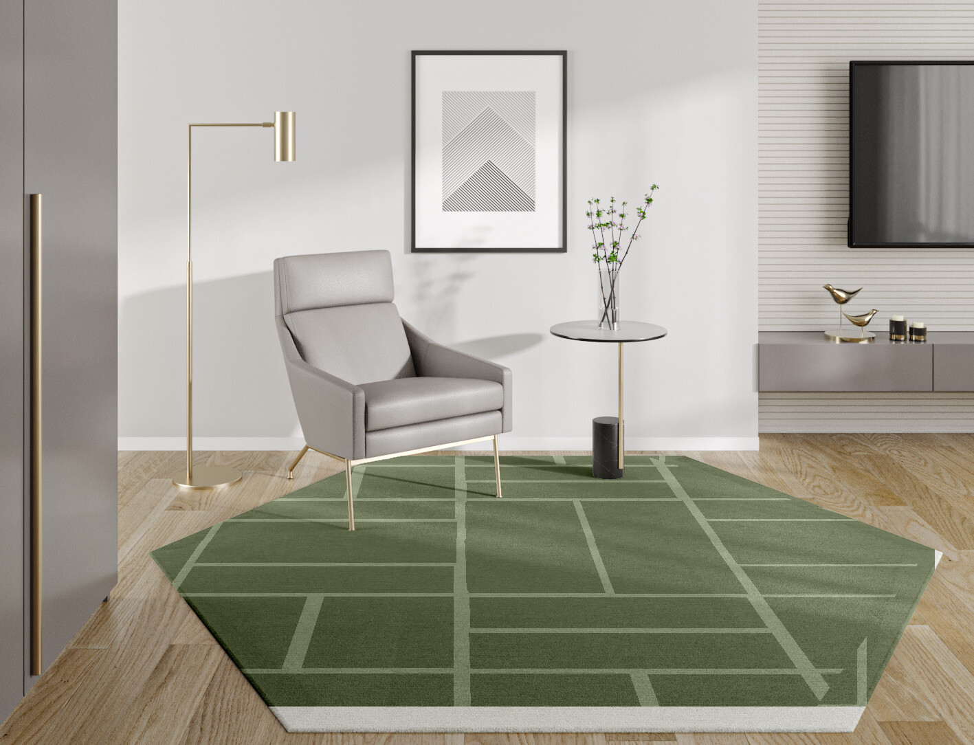 Kyle Geometric Hexagon Hand Knotted Tibetan Wool Custom Rug by Rug Artisan