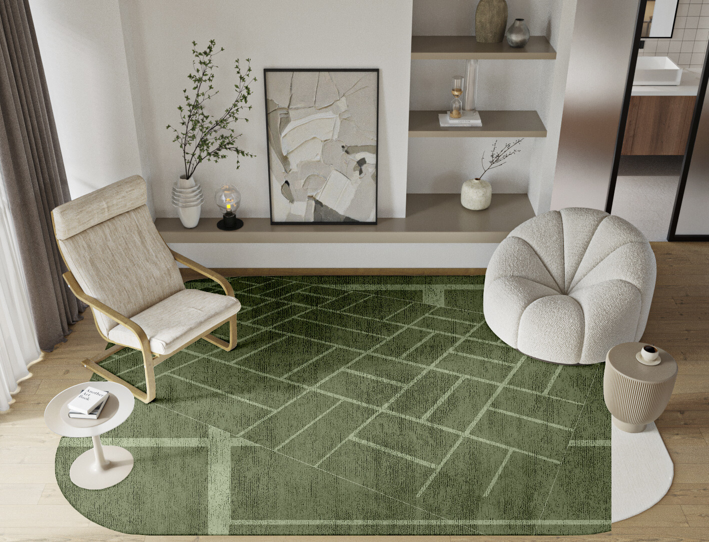 Kyle Geometric Oblong Hand Knotted Bamboo Silk Custom Rug by Rug Artisan