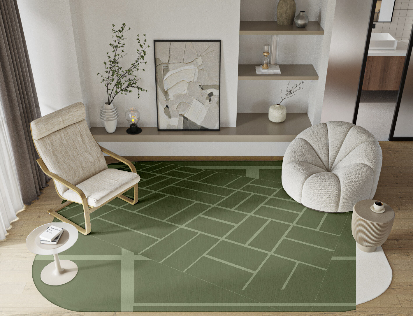 Kyle Geometric Oblong Hand Knotted Tibetan Wool Custom Rug by Rug Artisan