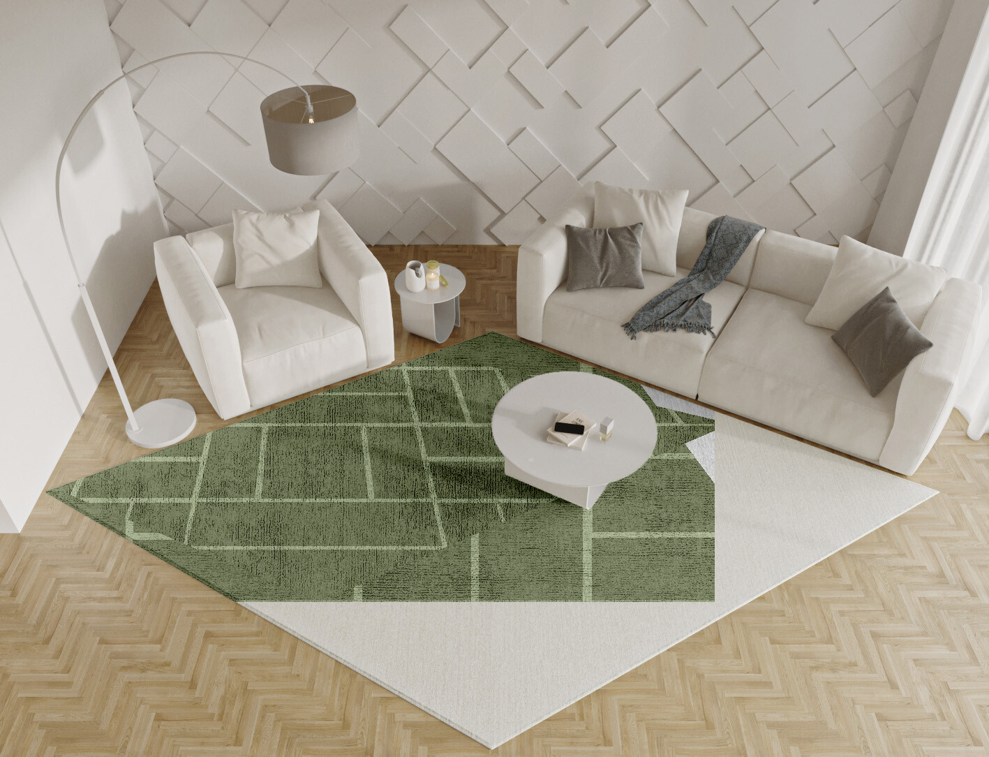 Kyle Geometric Diamond Hand Tufted Bamboo Silk Custom Rug by Rug Artisan