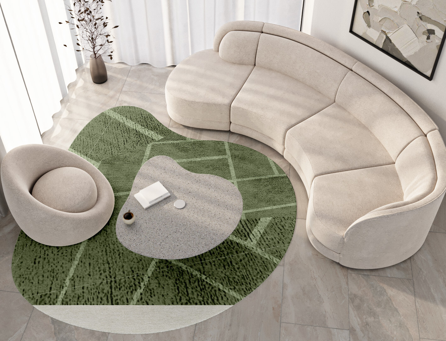 Kyle Geometric Splash Hand Tufted Bamboo Silk Custom Rug by Rug Artisan