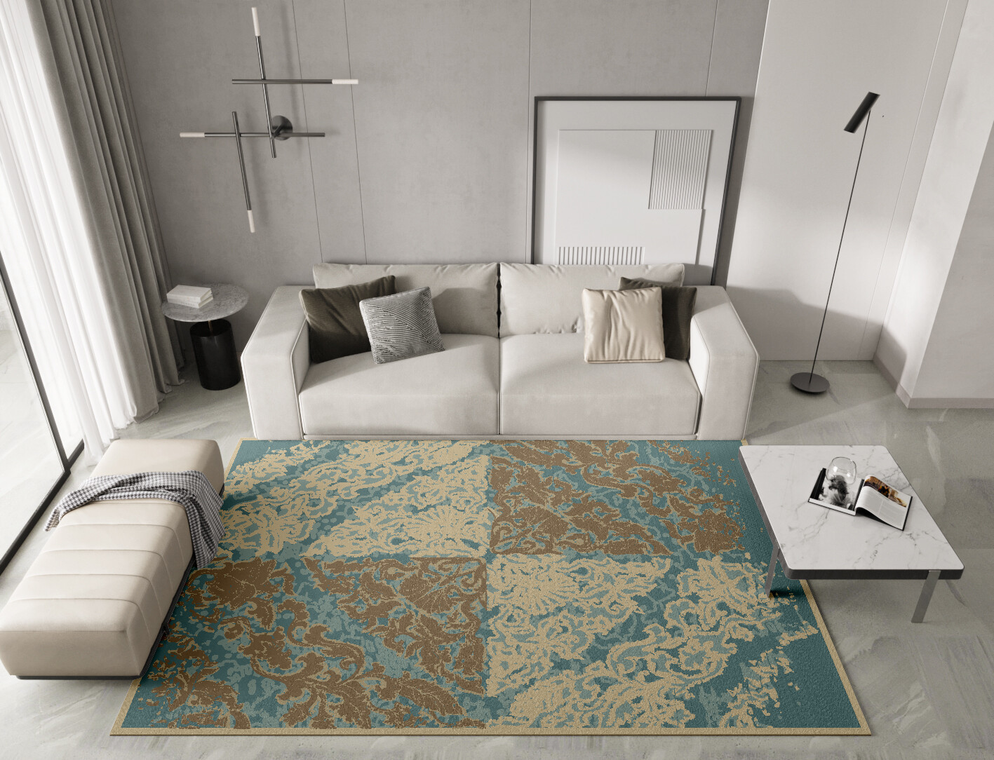 Ladan Persian Bagh Rectangle Hand Tufted Pure Wool Custom Rug by Rug Artisan