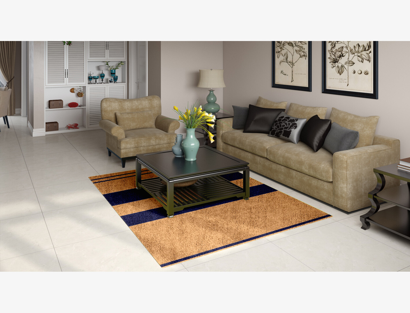 Lambent Geometric Rectangle Flatweave Bamboo Silk Custom Rug by Rug Artisan