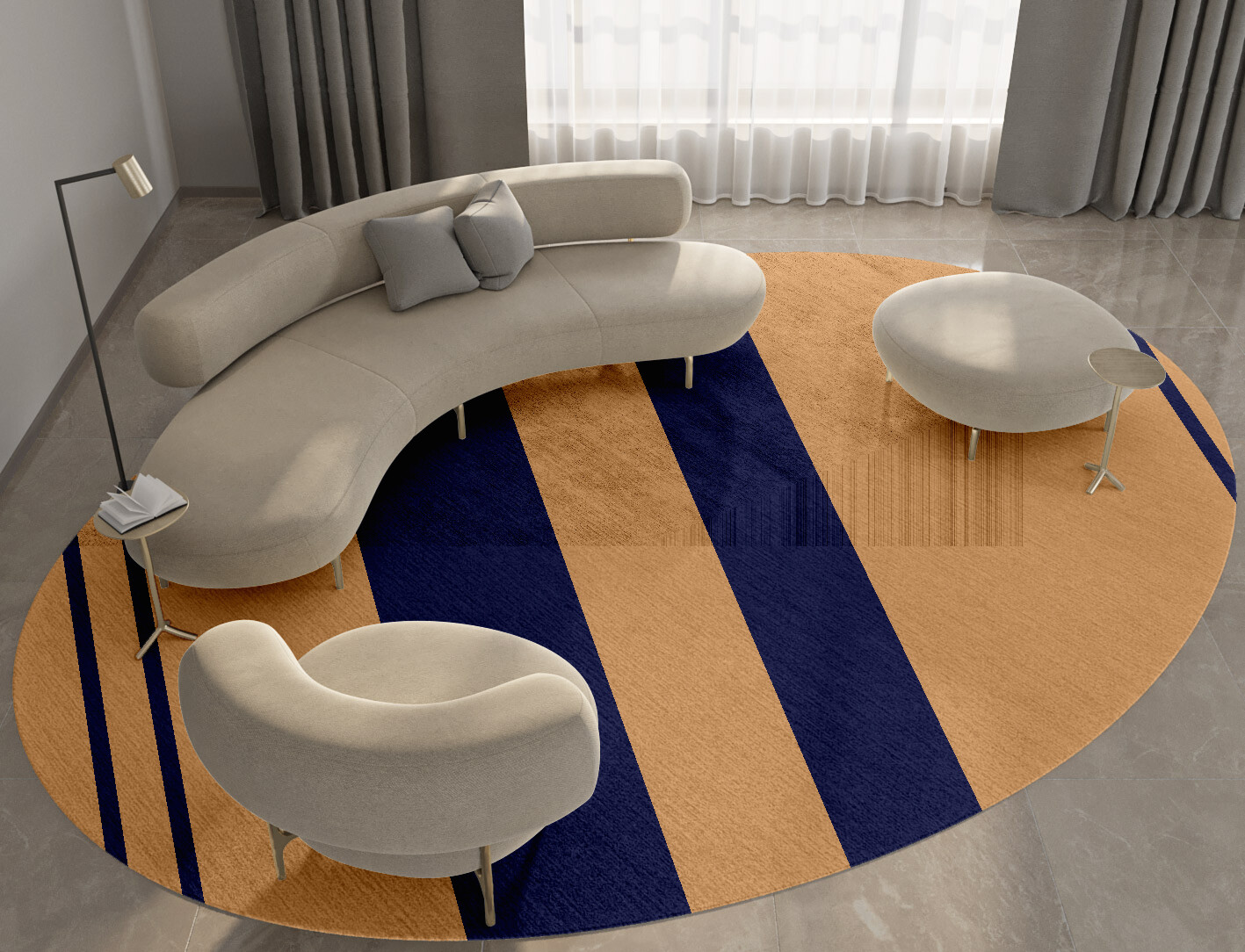 Lambent Geometric Oval Hand Knotted Bamboo Silk Custom Rug by Rug Artisan