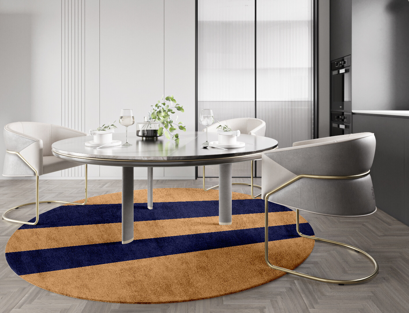 Lambent Geometric Round Hand Tufted Bamboo Silk Custom Rug by Rug Artisan