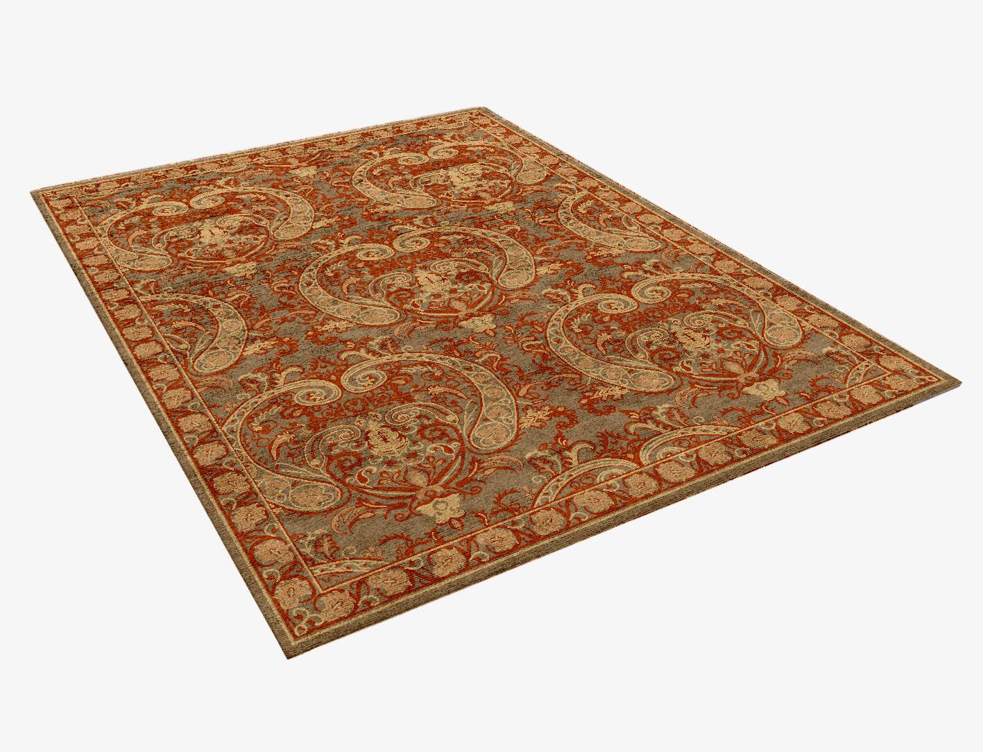 Lambourne Paisley Vintage Rectangle Hand Knotted Bamboo Silk Custom Rug by Rug Artisan