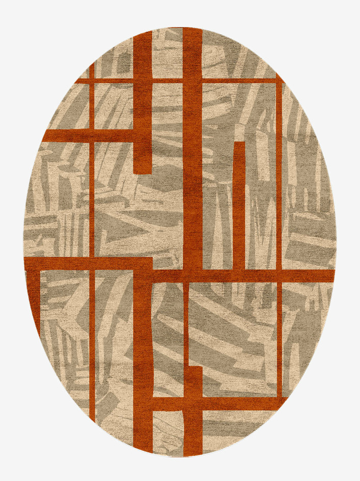 Lamina Modern Art Oval Hand Knotted Bamboo Silk Custom Rug by Rug Artisan