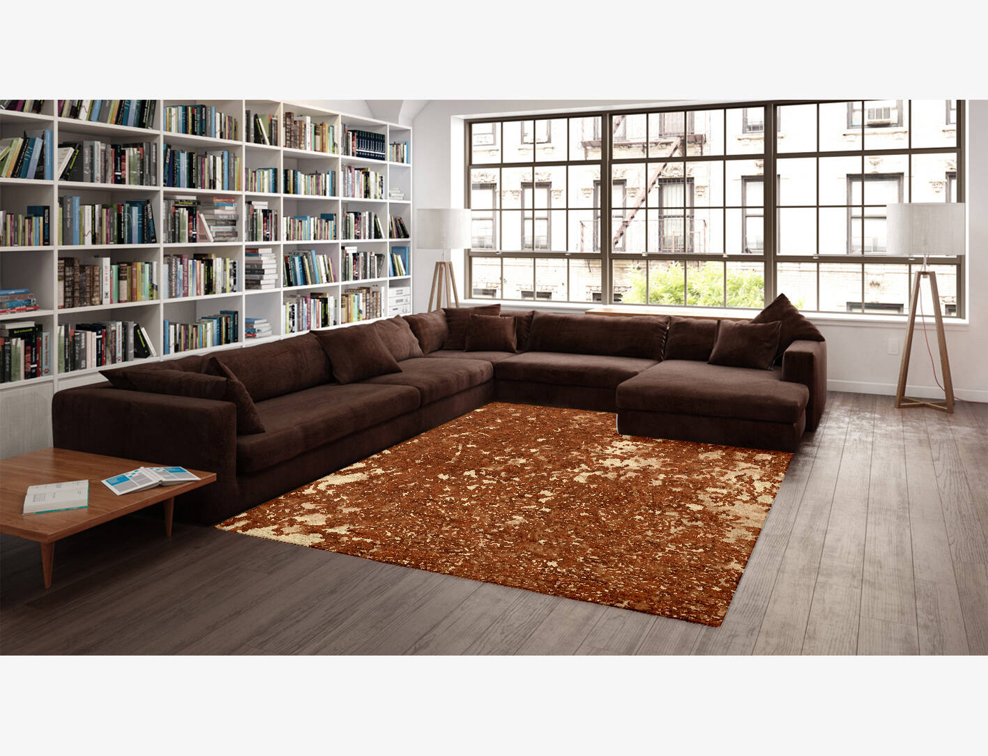 Land Creeper Brush Strokes Rectangle Hand Knotted Bamboo Silk Custom Rug by Rug Artisan