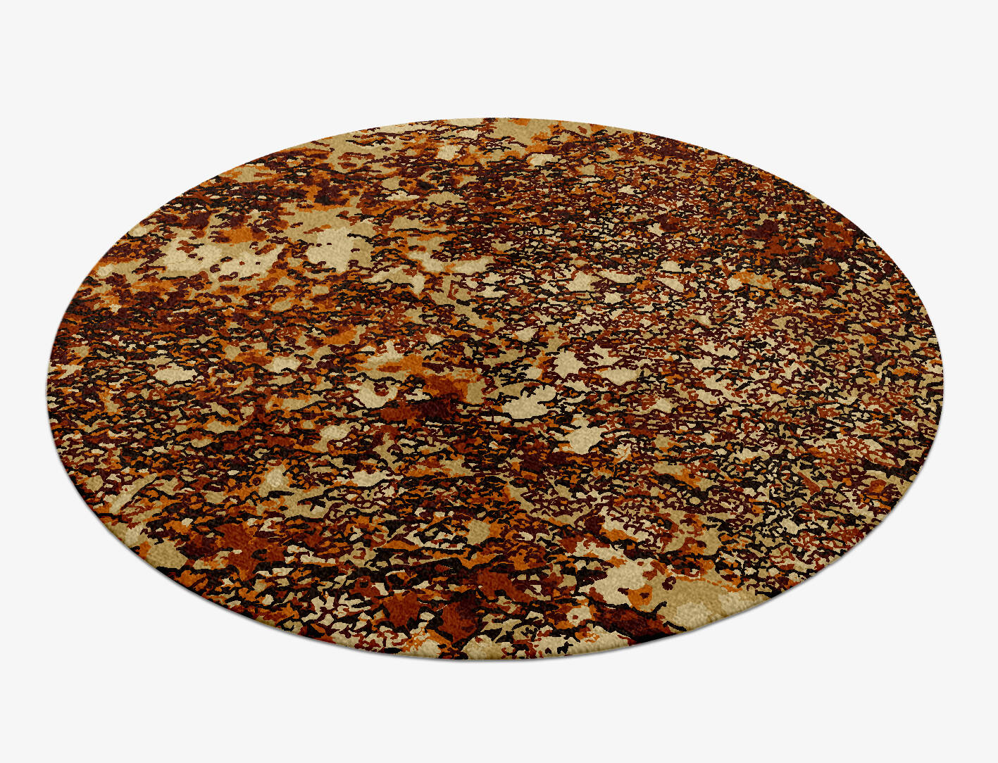 Land Creeper Brush Strokes Round Hand Knotted Tibetan Wool Custom Rug by Rug Artisan