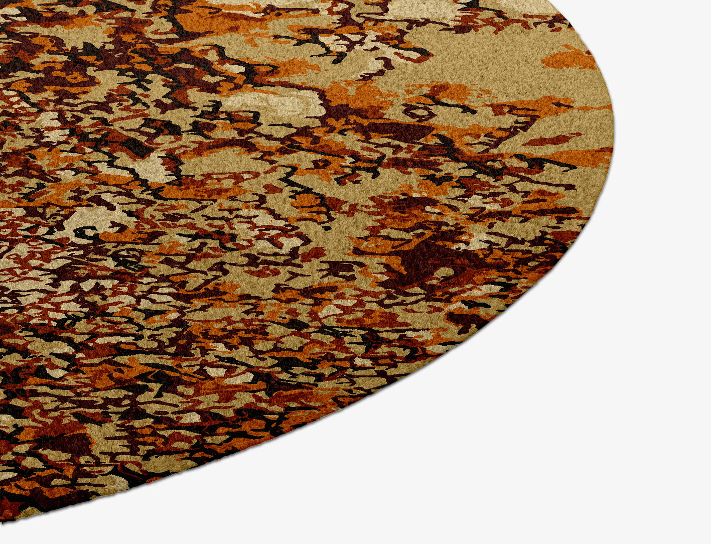 Land Creeper Brush Strokes Round Hand Knotted Tibetan Wool Custom Rug by Rug Artisan