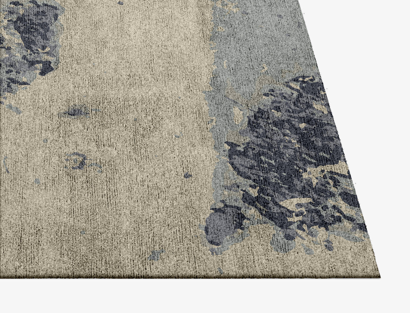 Landscape Brush Strokes Square Hand Knotted Bamboo Silk Custom Rug by Rug Artisan