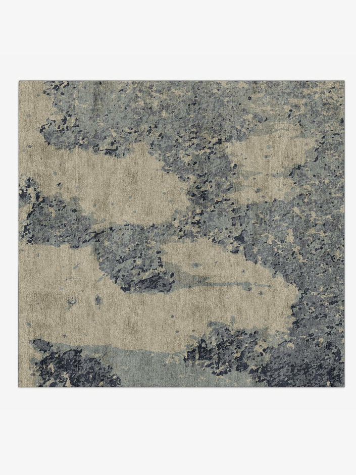 Landscape Brush Strokes Square Hand Knotted Bamboo Silk Custom Rug by Rug Artisan
