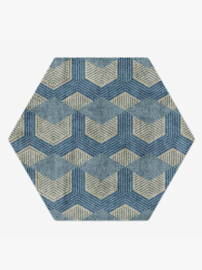 Lanes Modern Geometrics Hexagon Hand Knotted Bamboo Silk Custom Rug by Rug Artisan