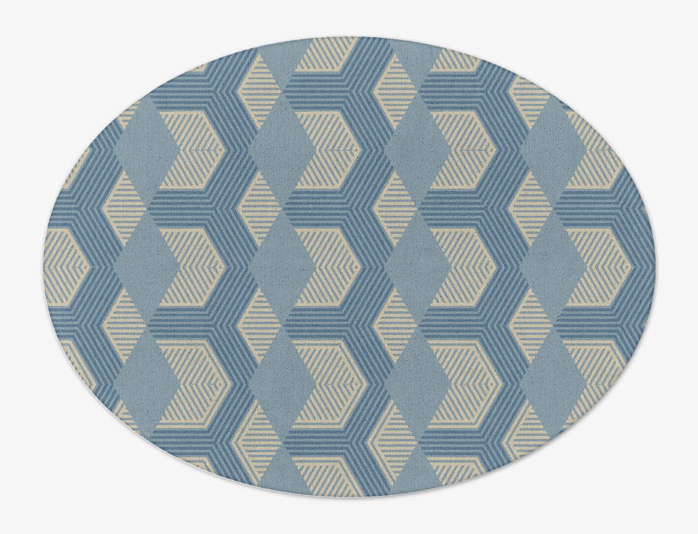 Lanes Modern Geometrics Oval Hand Tufted Pure Wool Custom Rug by Rug Artisan