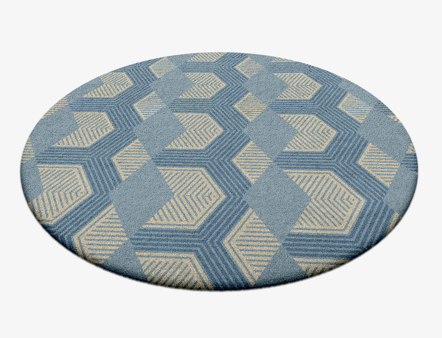 Lanes Modern Geometrics Round Hand Tufted Pure Wool Custom Rug by Rug Artisan