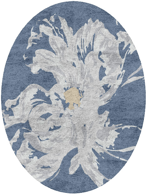 Lapis Cerulean Oval Hand Tufted Bamboo Silk Custom Rug by Rug Artisan