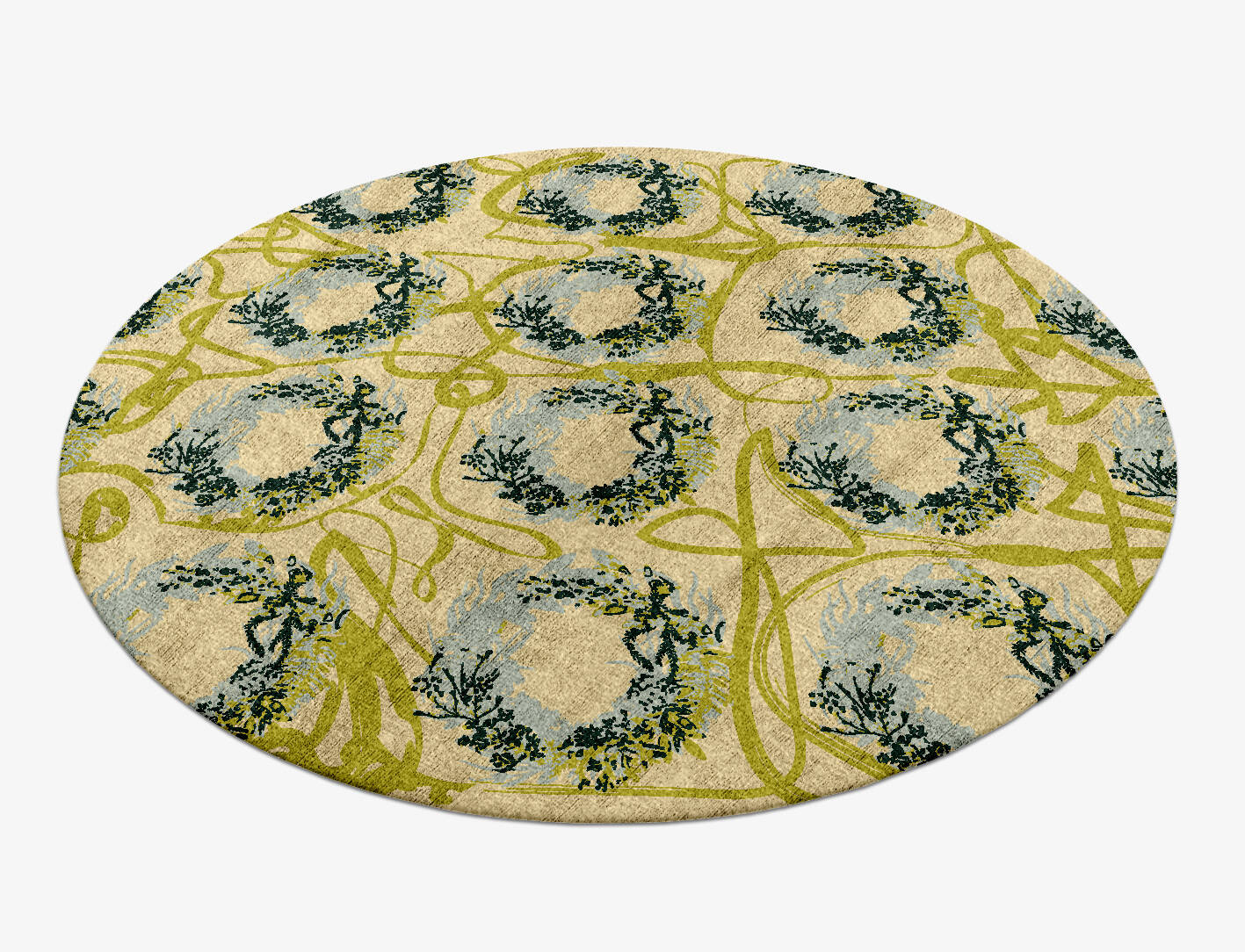 Laurel Floral Round Hand Knotted Bamboo Silk Custom Rug by Rug Artisan
