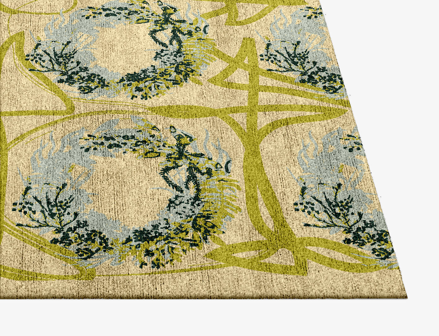 Laurel Floral Square Hand Knotted Bamboo Silk Custom Rug by Rug Artisan