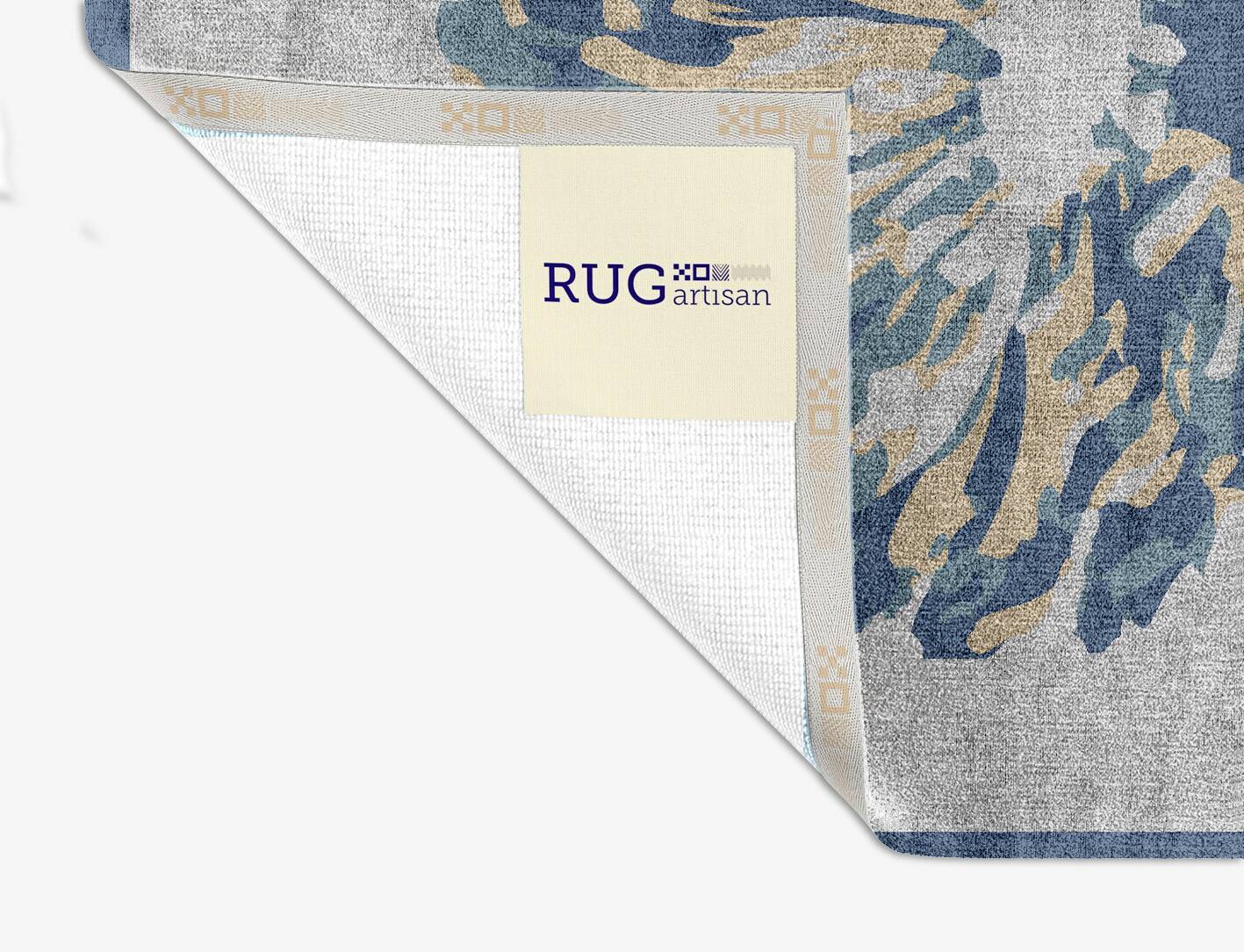 Laurels Cerulean Square Hand Knotted Bamboo Silk Custom Rug by Rug Artisan