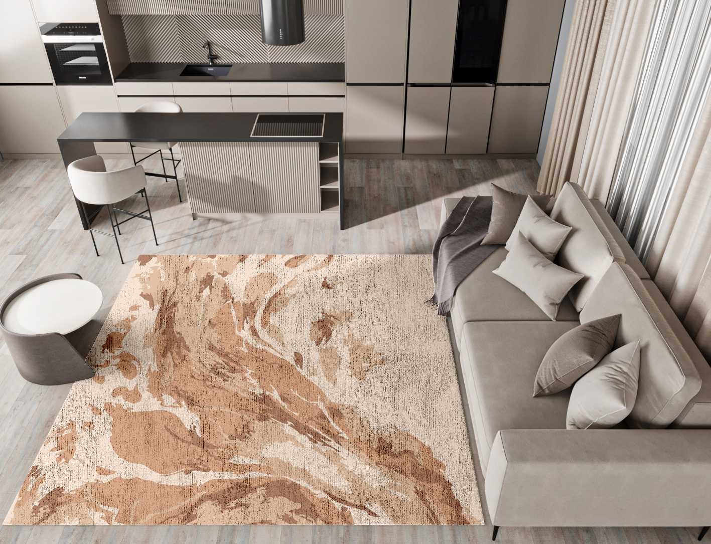 Lava Abstract Square Hand Knotted Bamboo Silk Custom Rug by Rug Artisan