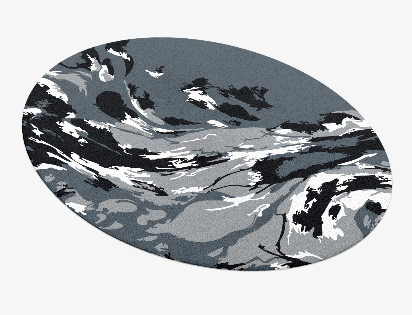 Lava Ash Monochrome Oval Hand Knotted Tibetan Wool Custom Rug by Rug Artisan