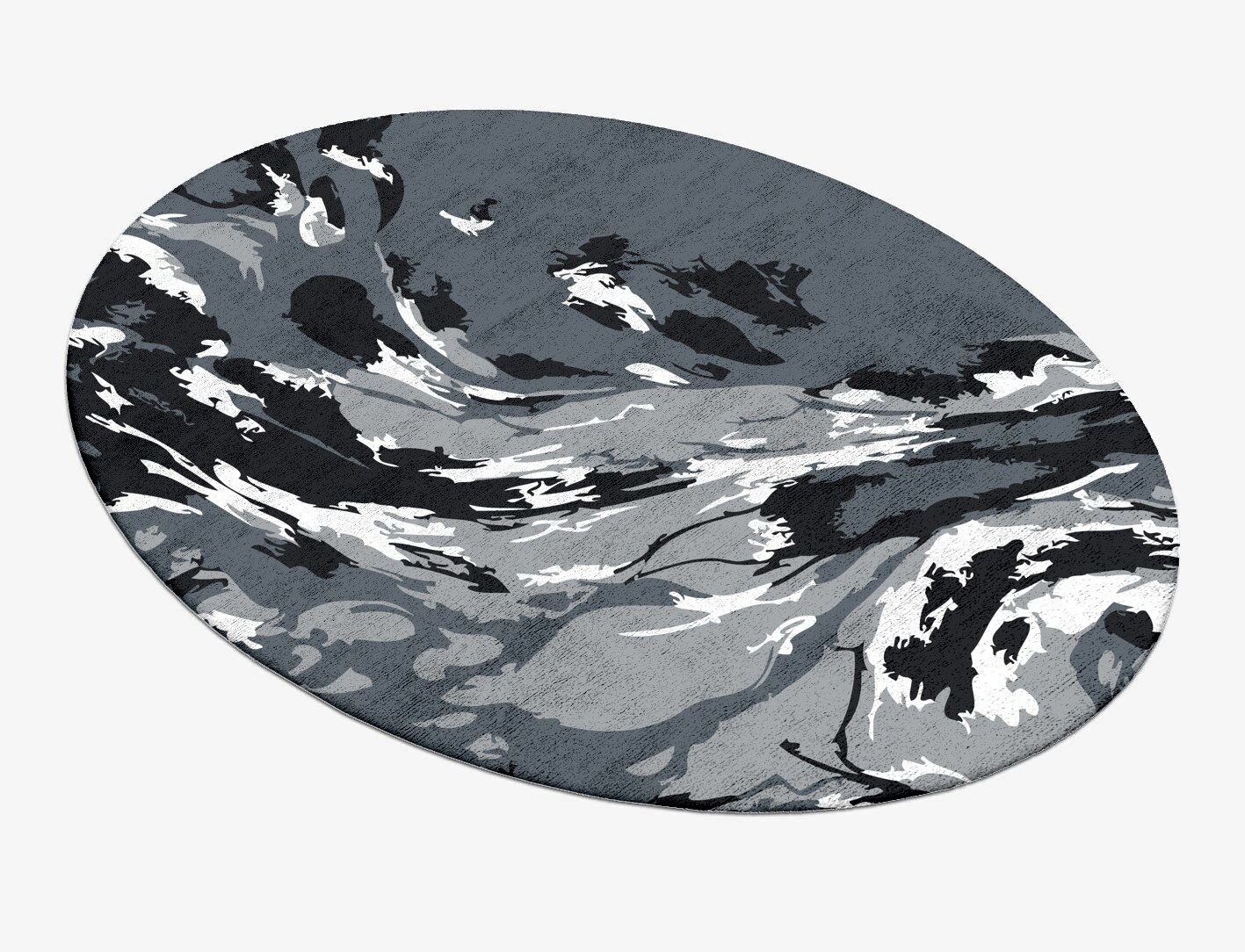 Lava Ash Monochrome Oval Hand Tufted Bamboo Silk Custom Rug by Rug Artisan
