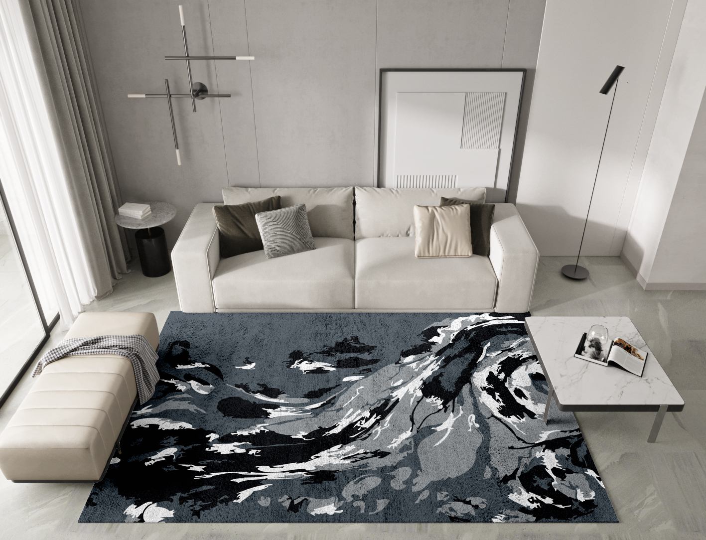 Lava Ash Monochrome Rectangle Hand Tufted Bamboo Silk Custom Rug by Rug Artisan