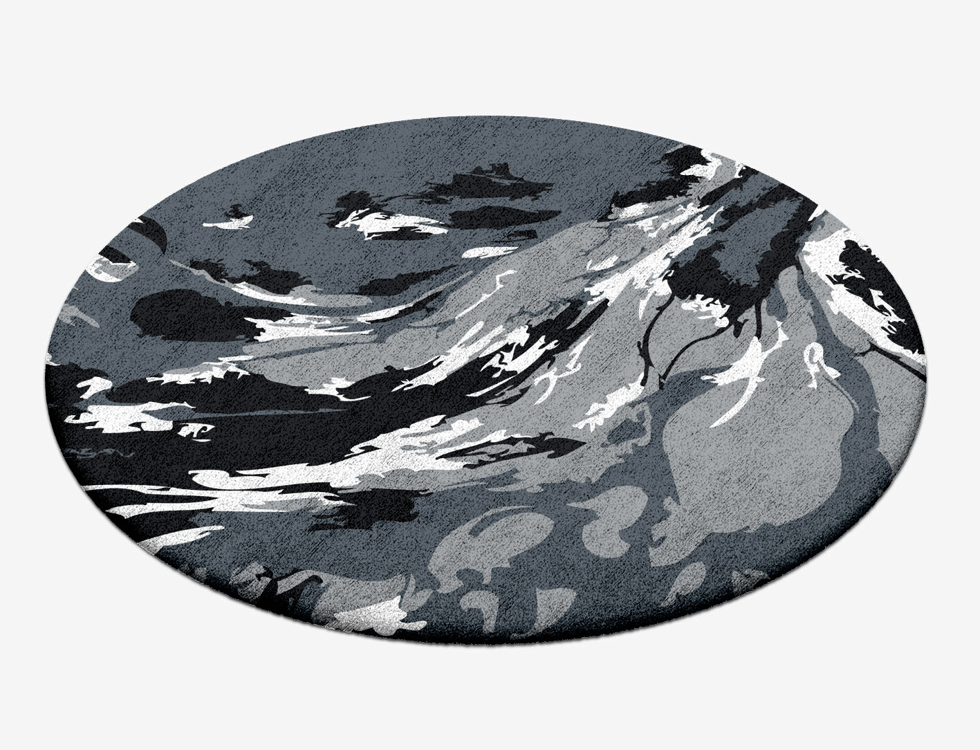 Lava Ash Monochrome Round Hand Tufted Bamboo Silk Custom Rug by Rug Artisan