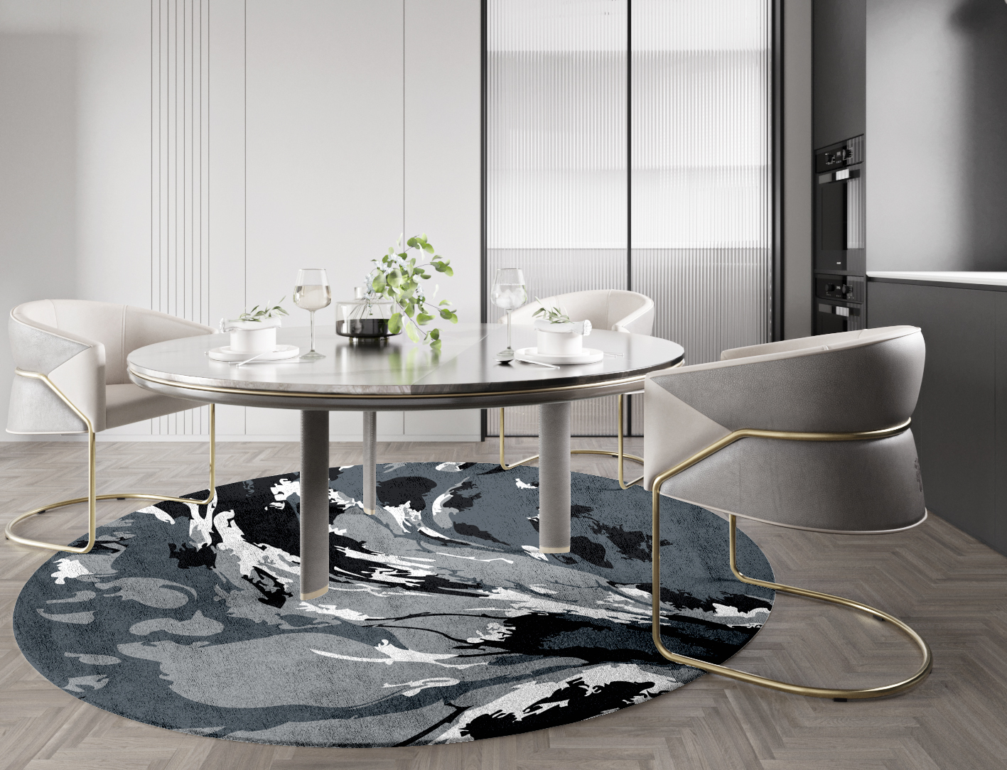 Lava Ash Monochrome Round Hand Tufted Bamboo Silk Custom Rug by Rug Artisan