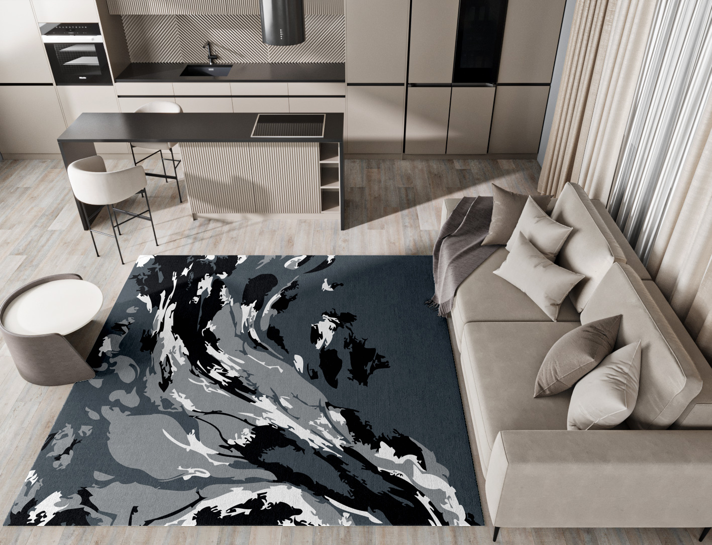 Lava Ash Monochrome Square Hand Tufted Pure Wool Custom Rug by Rug Artisan
