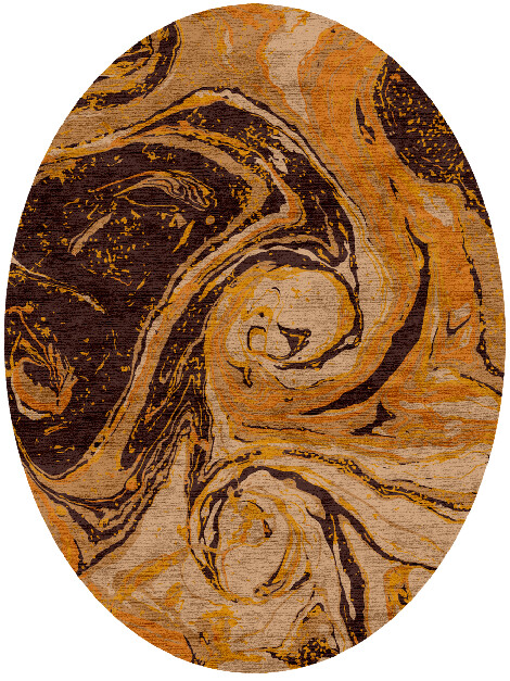 Lava Whirl Surface Art Oval Hand Knotted Bamboo Silk Custom Rug by Rug Artisan