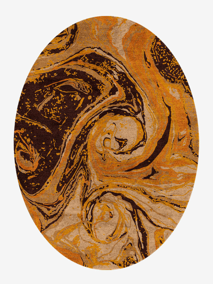 Lava Whirl Surface Art Oval Hand Knotted Bamboo Silk Custom Rug by Rug Artisan