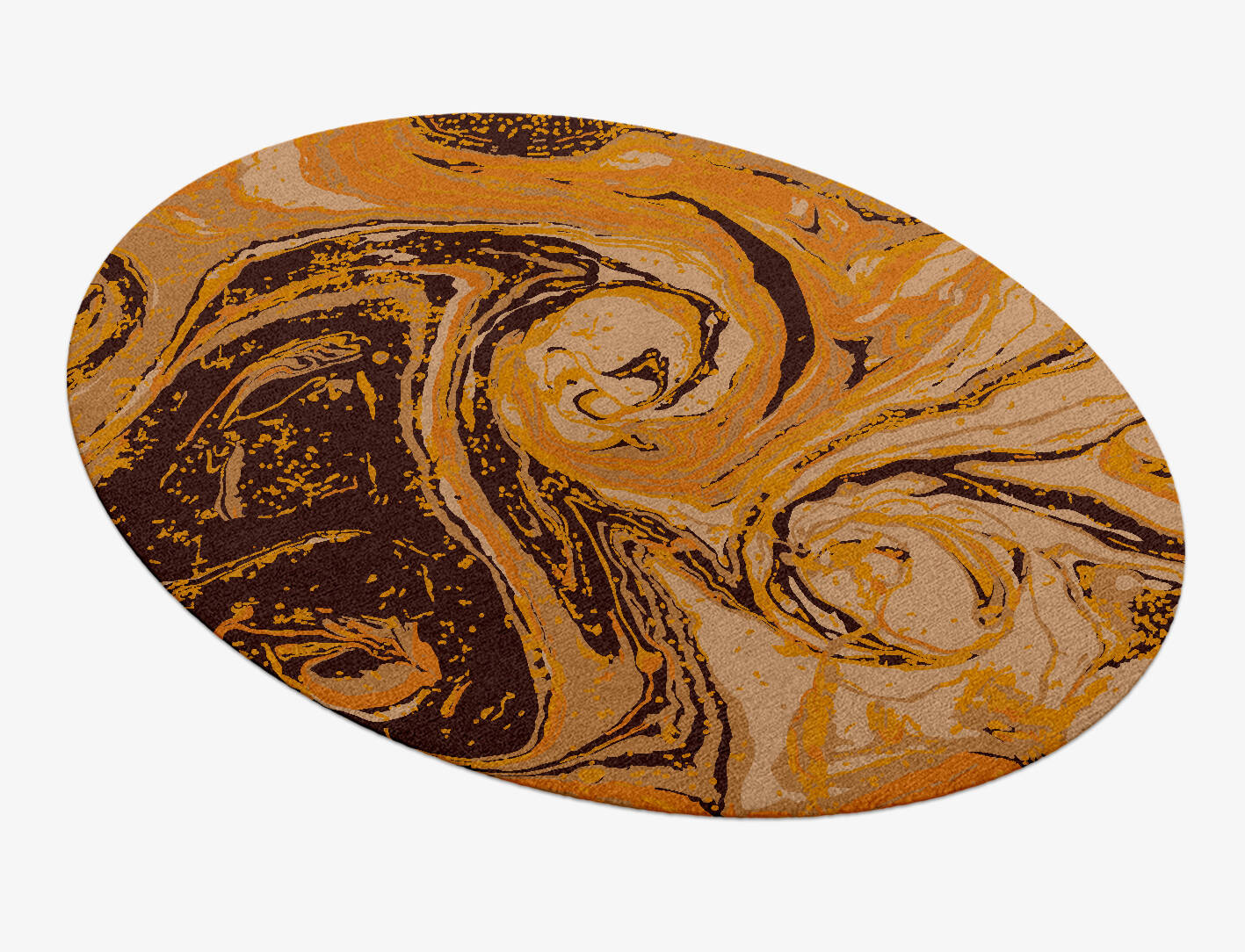 Lava Whirl Surface Art Oval Hand Knotted Tibetan Wool Custom Rug by Rug Artisan
