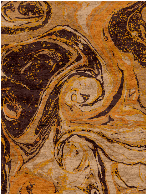 Lava Whirl Surface Art Rectangle Hand Knotted Bamboo Silk Custom Rug by Rug Artisan