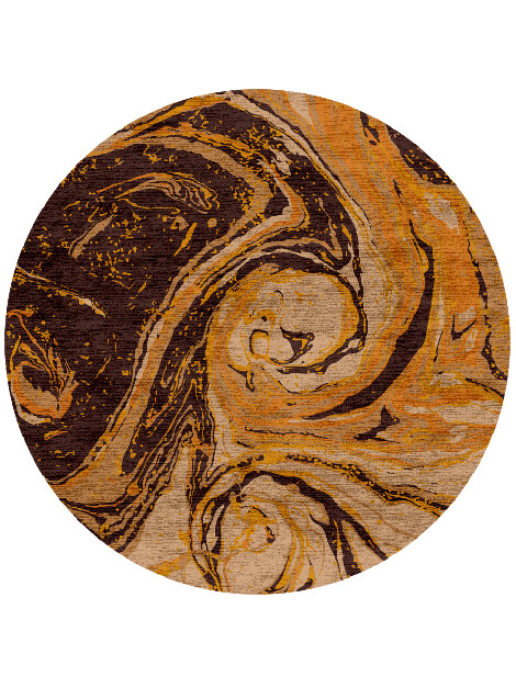 Lava Whirl Surface Art Round Hand Knotted Bamboo Silk Custom Rug by Rug Artisan