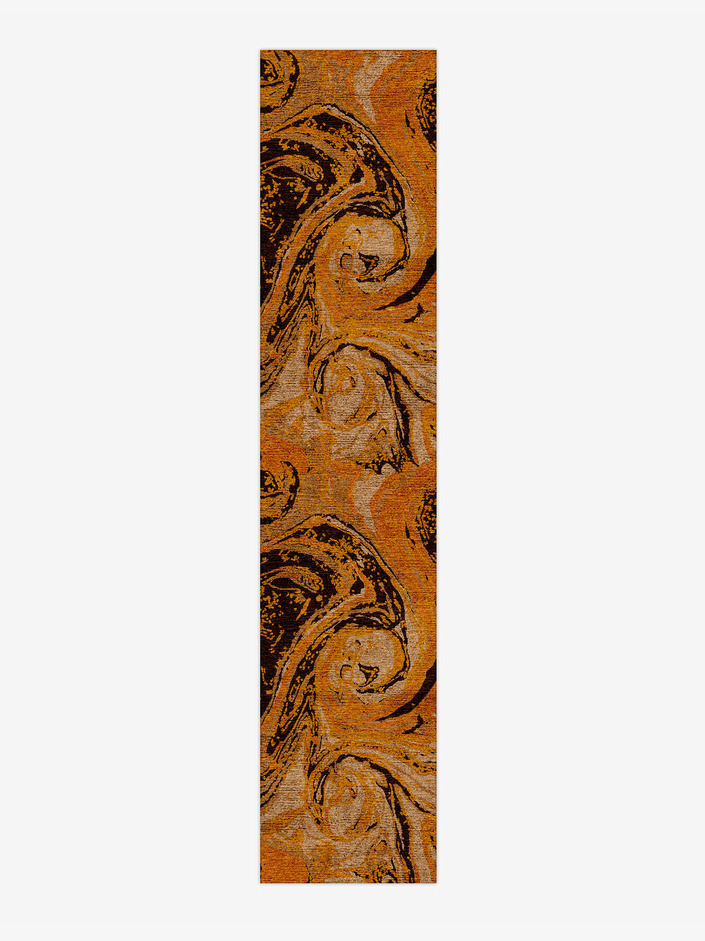 Lava Whirl Surface Art Runner Hand Knotted Bamboo Silk Custom Rug by Rug Artisan